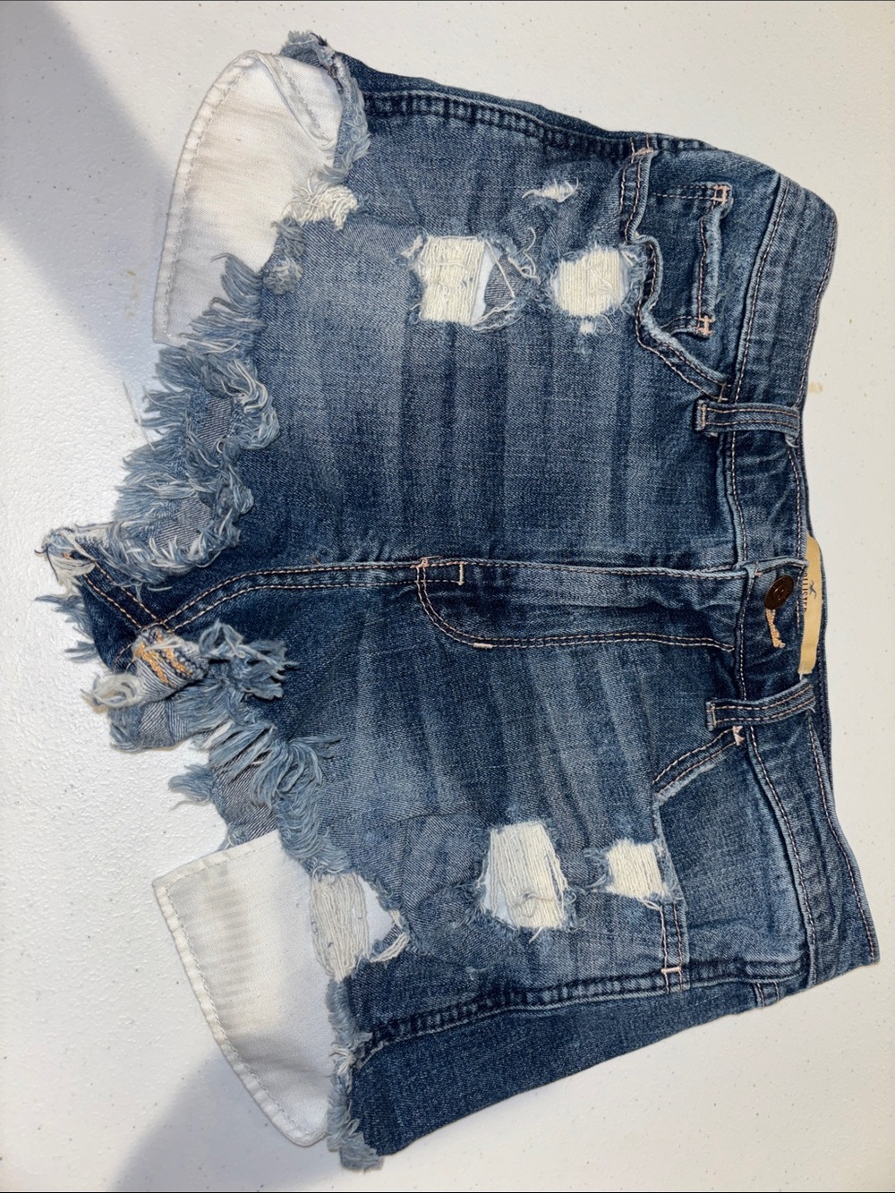 Hollister Distressed Blue Denim Jean Shorts